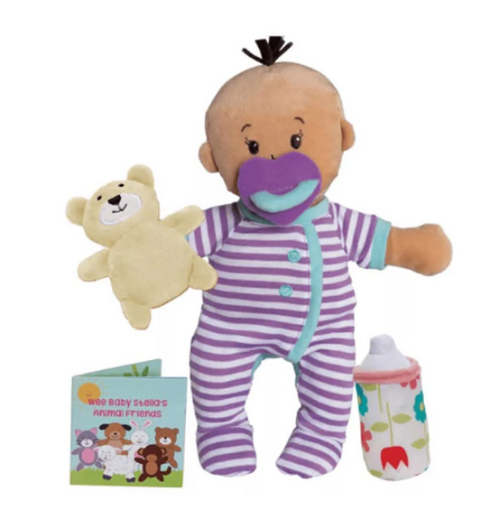 MANHATTAN TOYS Wee Baby Stella bambola di peluche 27 cm + orsetto e biberon