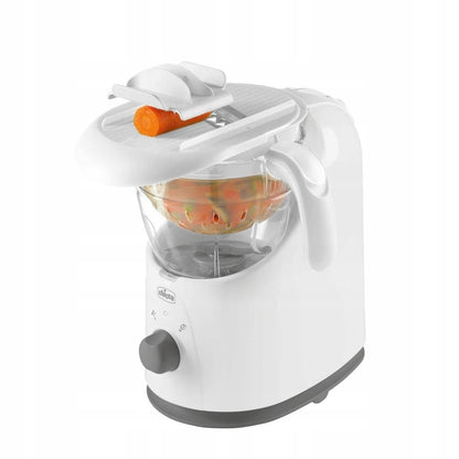 CHICCO Easy Meal 4w1 robot kuchenny 1550 ml, biały, z szatkownicą i pojemnikiem do gotowania na parze