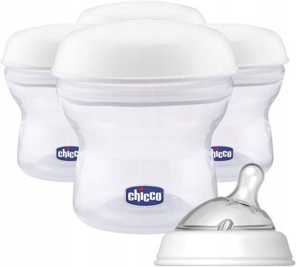 CHICCO pojemniki na mleko 4 x 150 ml + smoczek z nakrętką – zdjęcie produktu 2