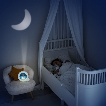 PABOBO Kid Sleep Essential 3-in-1 wake-up training clock, clock, night light (moon or sun projection)