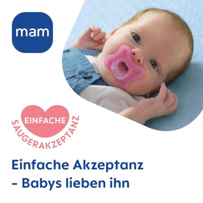 MAM Comfort smoczek uspokajający dla noworodków 0-3m x2, różowy silikonowy smoczek dla niemowląt