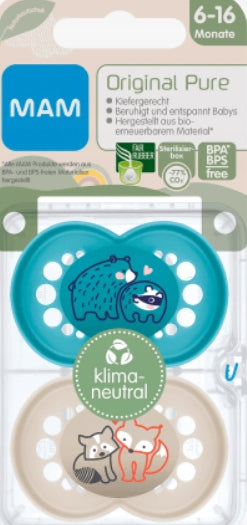 MAM ORIGINAL PURE smoczek uspokajający x2 6-16m KAUCZUK