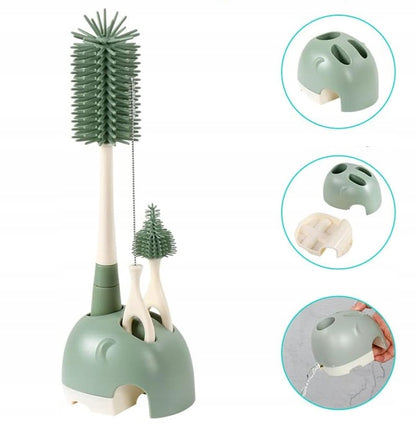 VICLOON 3în1 perii din silicon pentru curățarea sticlelor, tetinelor, paielor 32cm