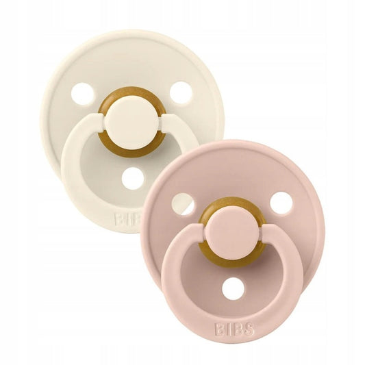 BIBS COLOUR smoczki uspokajające 2pack kauczuk 6msc+ w kolorze różowym i kremowym