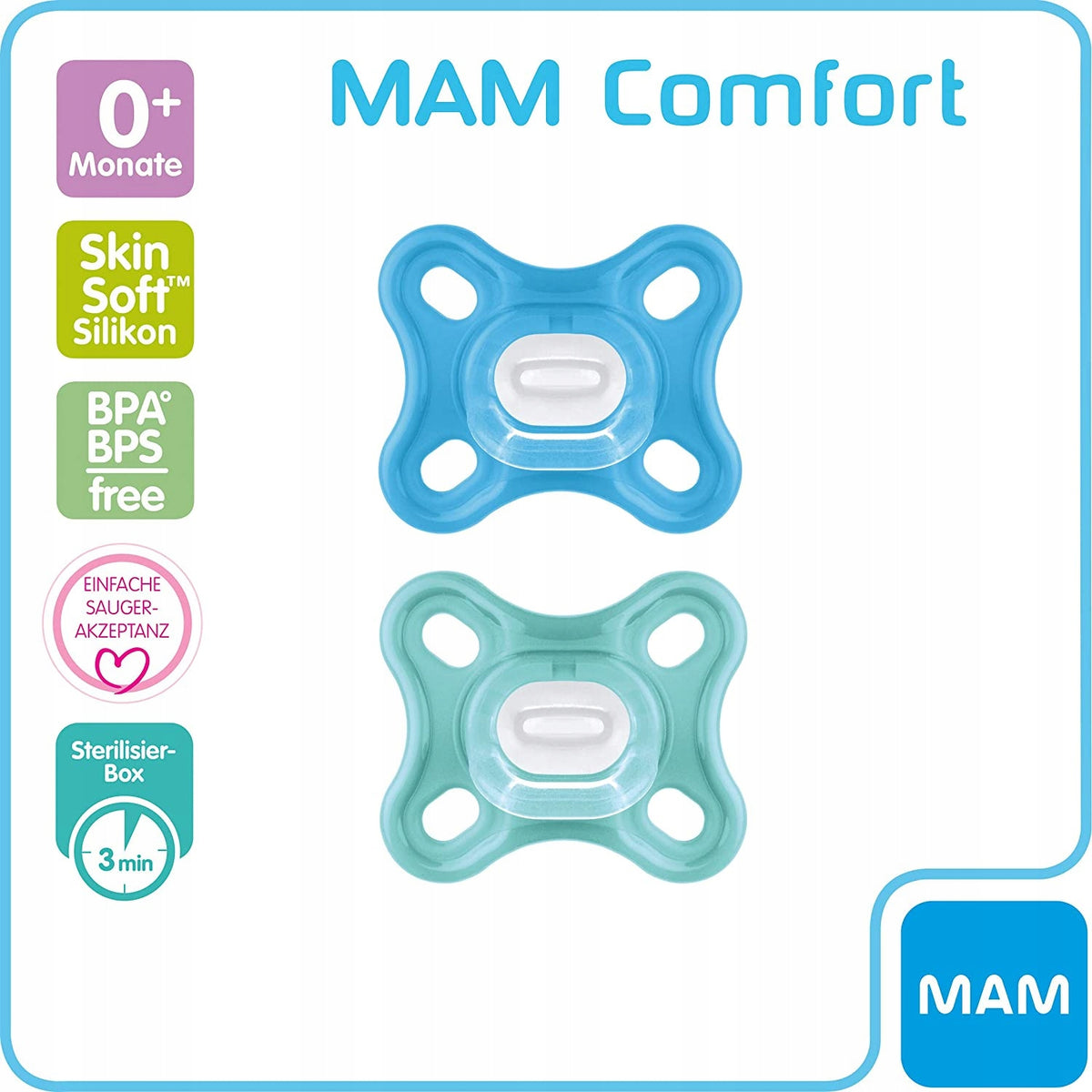 MAM COMFORT smoczek wcześniak noworodek x2 0msc+ – zdjęcie produktu 3