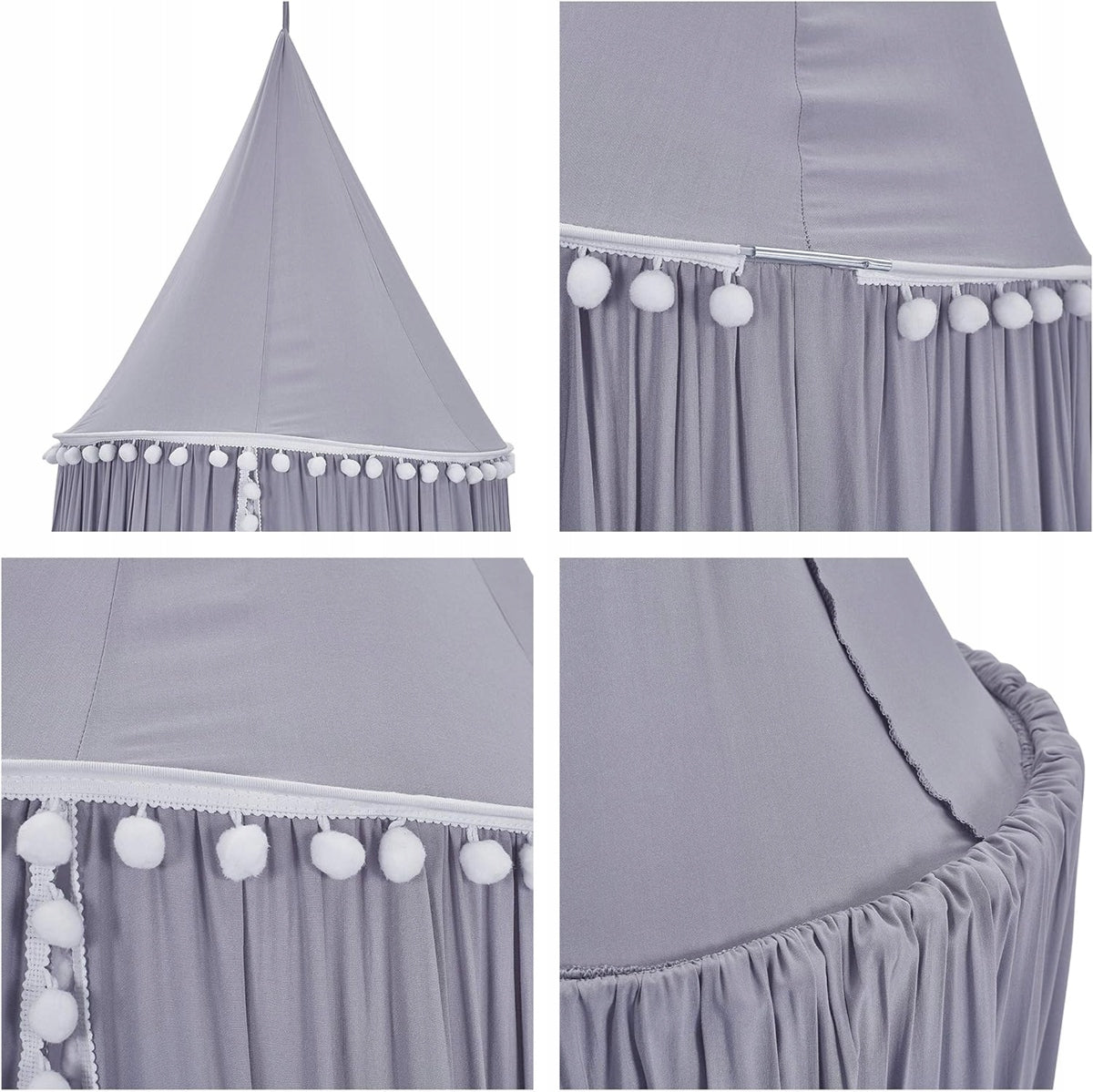 Baldacchino su supporto con pompon 240cm