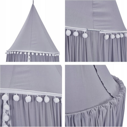 Baldacchino su supporto con pompon 240cm