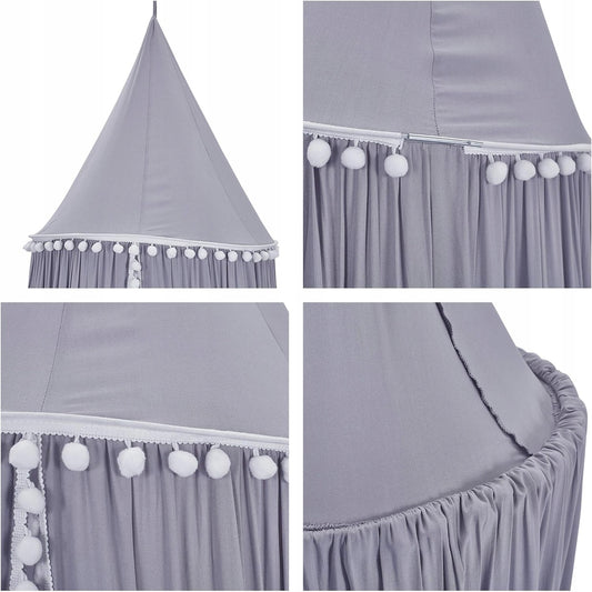 Baldacchino su supporto con pompon 240cm