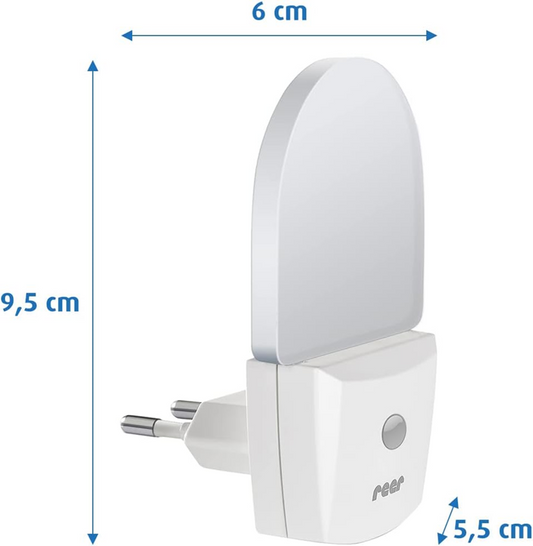 REER NightGuide noční LED lampička do zásuvky, senzor tmy 6 x 9,5 cm