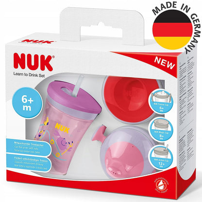 NUK drinkleerset beker + 3 mondstukken