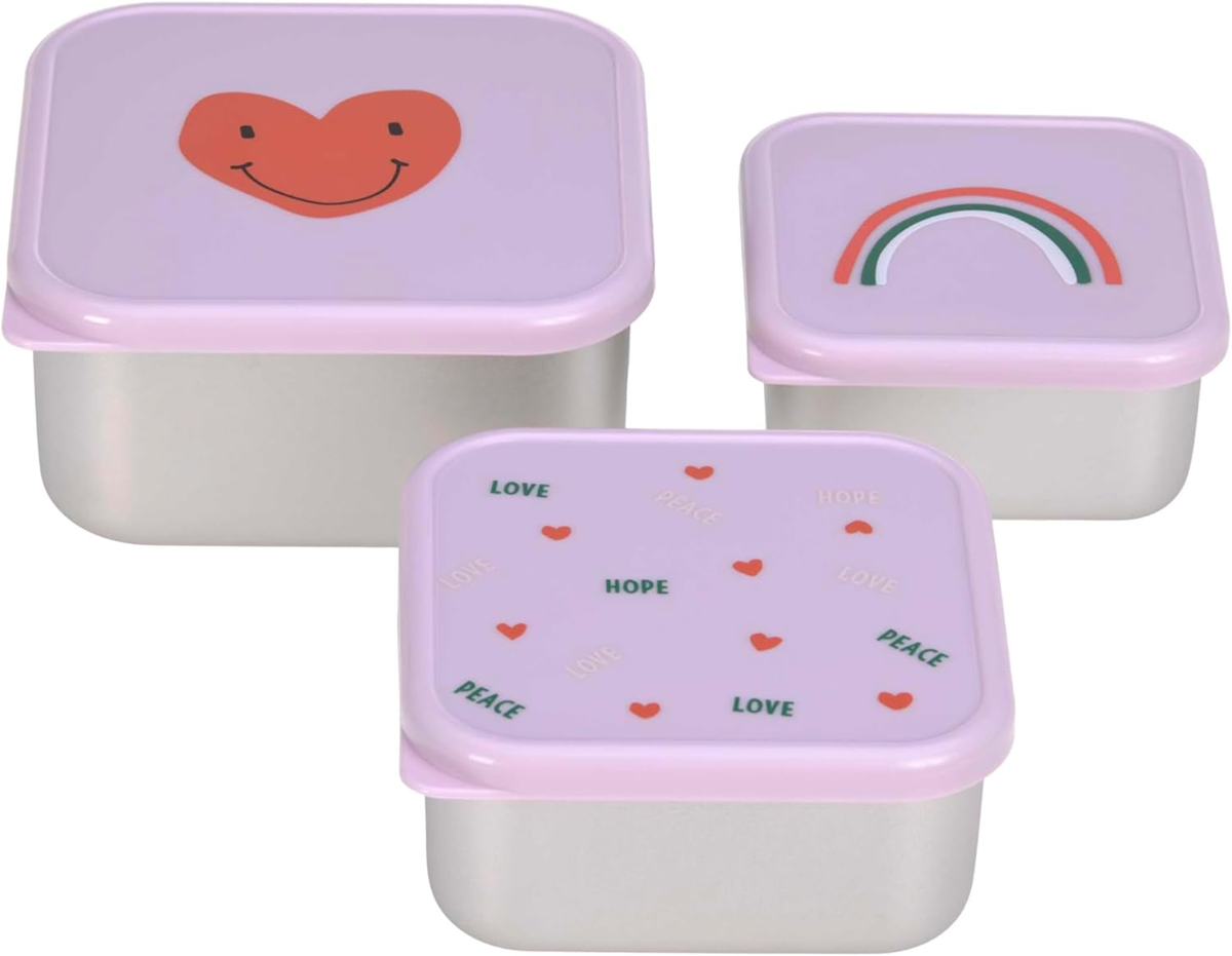 LÄSSIG Snackbox Edelstahl Brotdosen x3