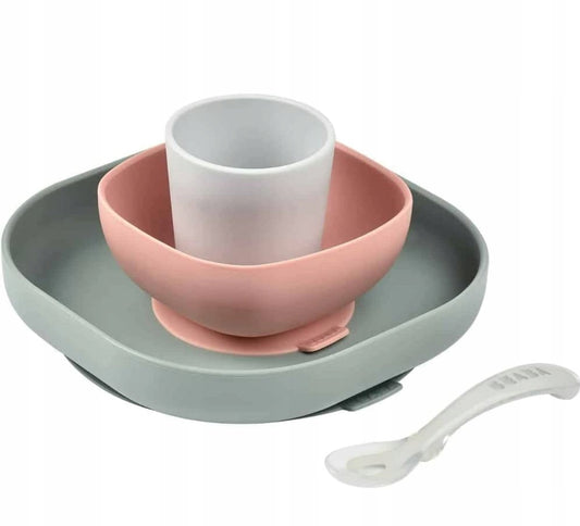 BEABA set de vaisselle en silicone avec ventouse 4 pièces.