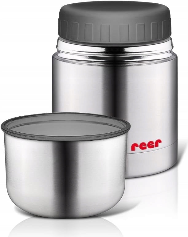 REER 90430 termos ze stali nierdzewnej 350 ml srebrny z pojemnikiem na żywność
