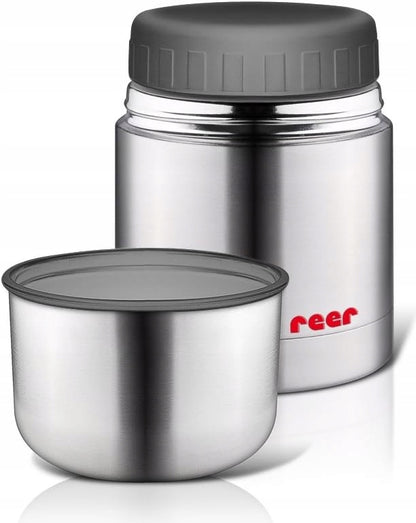 REER 90430 termos ze stali nierdzewnej 350 ml srebrny z pojemnikiem na żywność