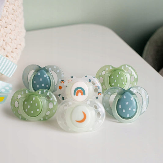 TOMMEE TIPPEE smoczki symetryczne x6 ŚWIECĄ 18-36, silikonowe smoczki dla dzieci 18–36 miesięcy