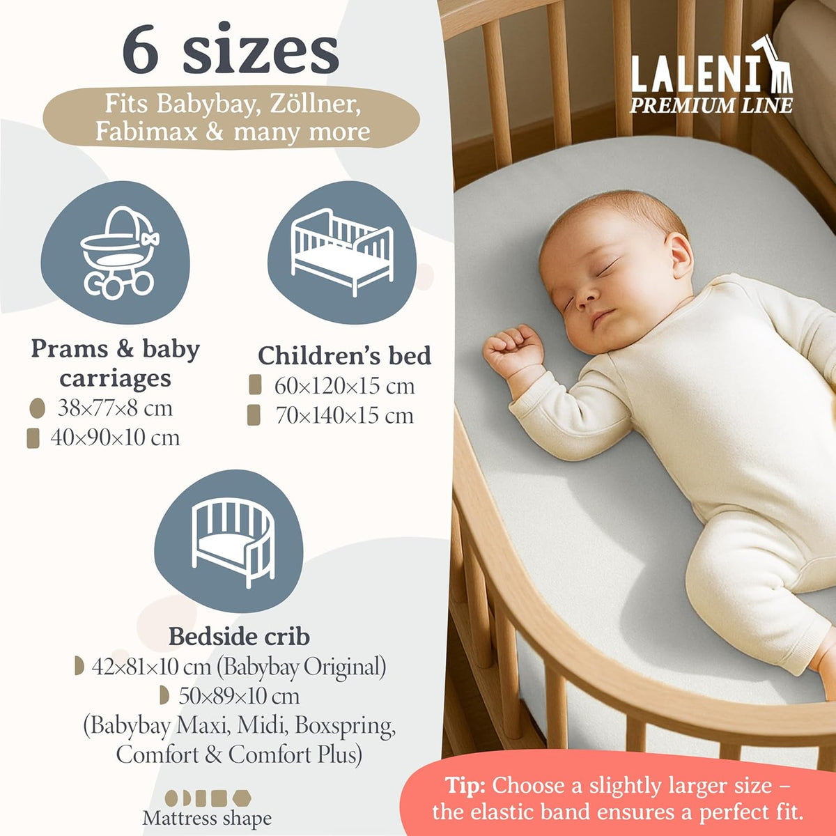 LALENI cearșaf cu elastic pentru cărucior 38x77 x2