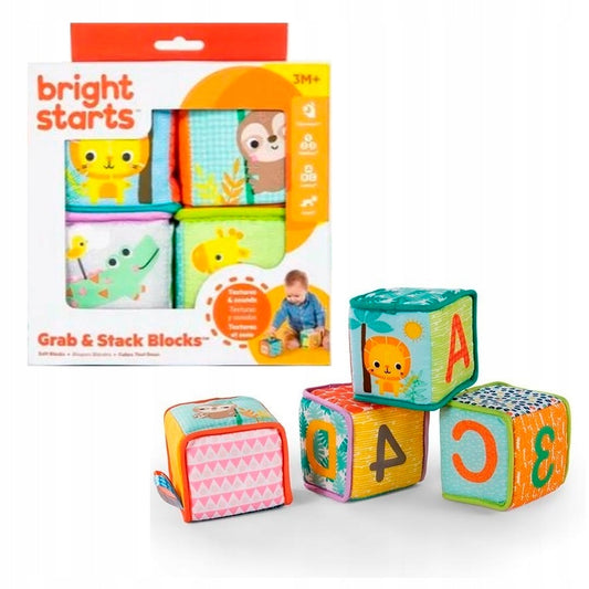 BRIGHT STARTS miękkie klocki edukacyjne GRAB & STACK