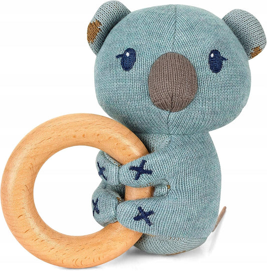 STERNTALER bawełniano-drewniany chwytak KOALA 12 cm "N niebieski gryzak dla niemowląt 0+