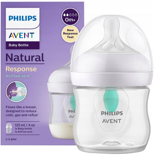 PHILIPS AVENT Natural RESPONSE butelka 125 ml 0msc+ AIRFREE VENT, butelka dla noworodka z zaworem antykolowym