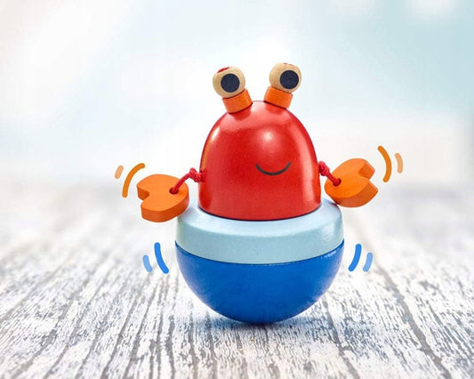 SELECTA Wańka-Wstańka nieprzewracająca się zabawka z drewna KRAB 10 cm