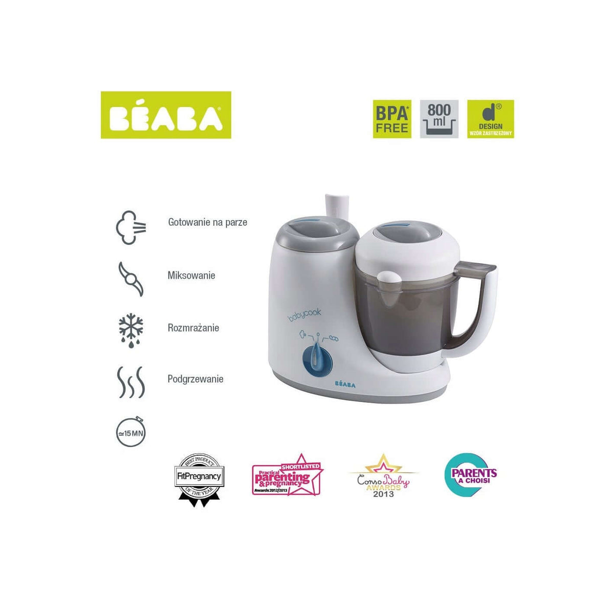 BEABA Babycook Original 4w1 ROBOT WIELOFUNKCYJNY parowar, mikser, rozmrażacz i podgrzewacz, BPA free