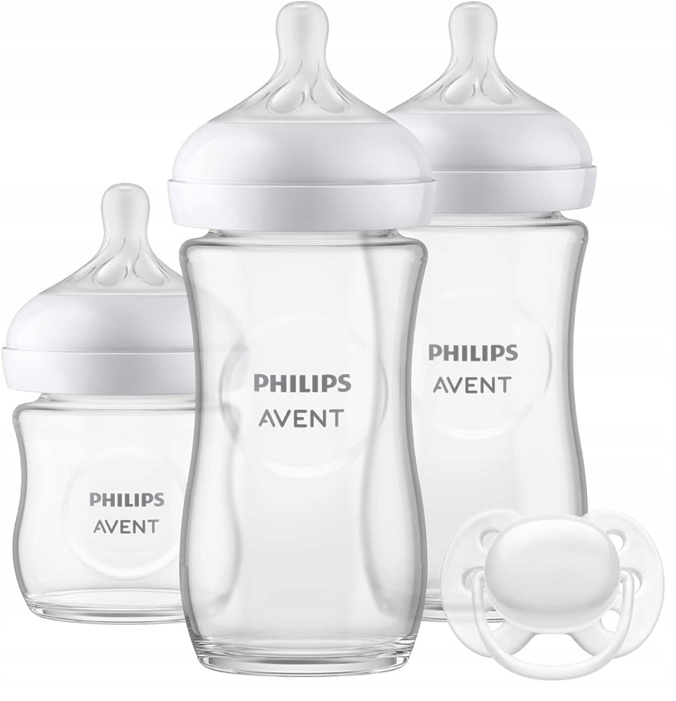 PHILIPS AVENT Natural Response Set mit 3 GLASFLASCHEN + Schnuller