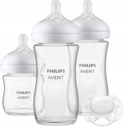 PHILIPS AVENT Natural Response Set mit 3 GLASFLASCHEN + Schnuller