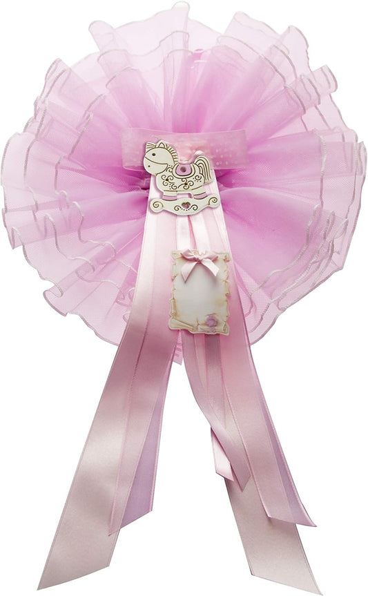MARELI fiocco nascita 32 cm ceramica tulle raso