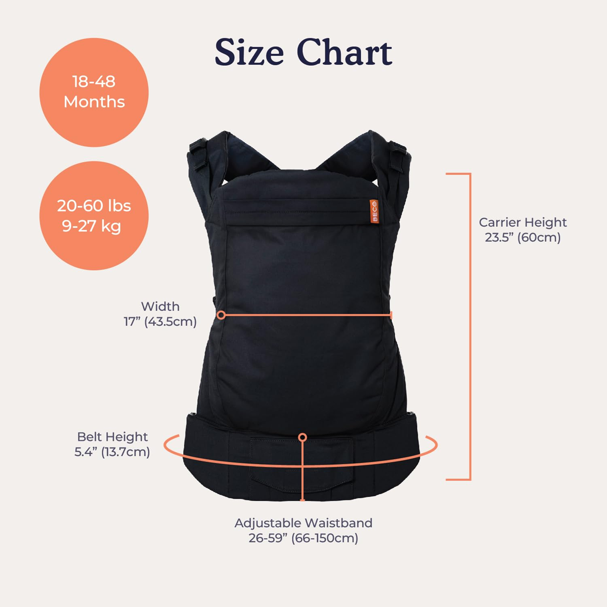BECO TODDLER marsupio con fibbia 9-27kg / 18-48 mesi