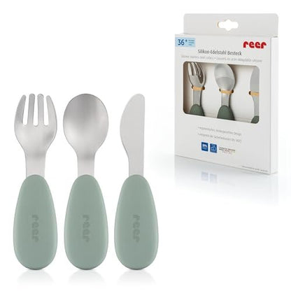 REER posate per bambini in silicone e acciaio 3 pezzi