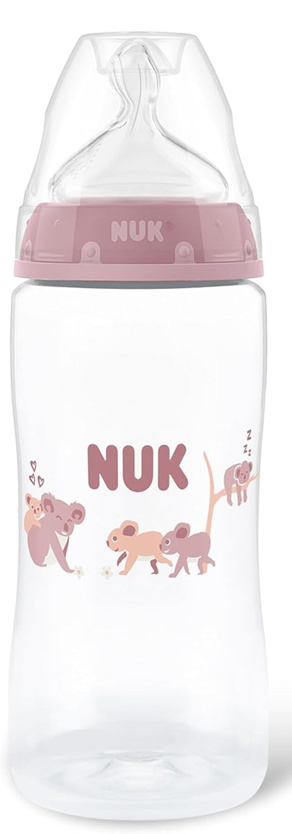 NUK First Choice+ butelka 300 ml smoczek M średni przepływ wskaźnik temperatury, różowa, antykolkowa
