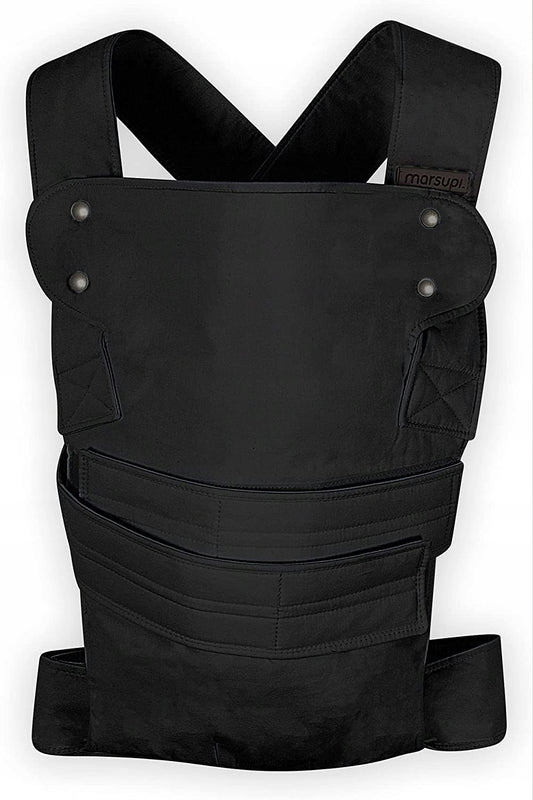 MARSUPI 2.0 nosidełko ergonomiczne S/M 3,5 - 15 kg czarne, wygodne nosidło dla niemowląt z pozycją M