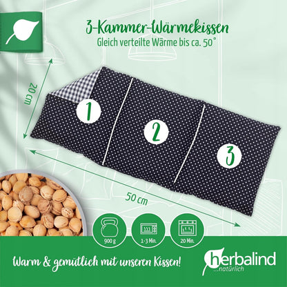 HERBALIND termoforo con noccioli di ciliegia XL 900g 50x20cm