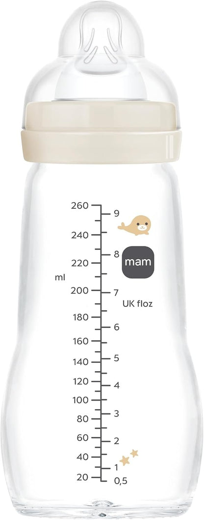 MAM Feel Good biberon in vetro 260 ml 2 m+ tettarella 2 CREATURE MARINE