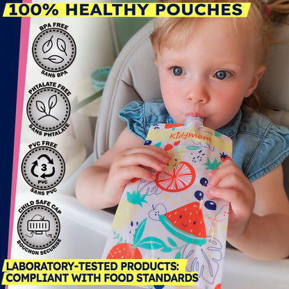 KIDYMOM bolsas reutilizables para puré x10 con accesorios