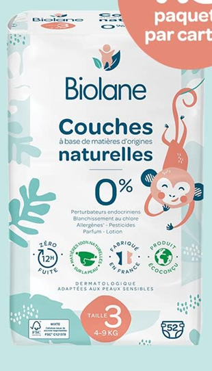 BIOLANE pañales talla 3 (4-9 kg) x52 unidades