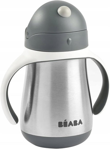 BEABA vaso antiderrame con pajita acero inoxidable 250 ml