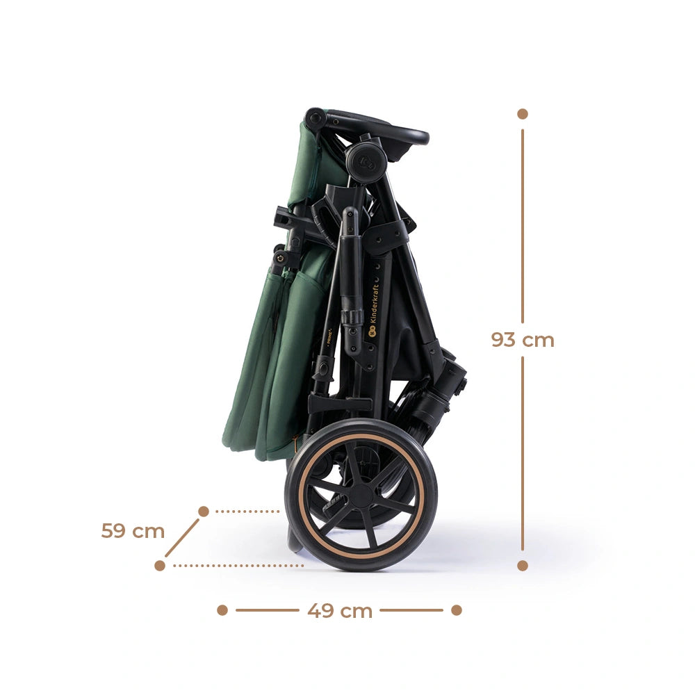 KINDERKRAFT PRIME2 PRO 3w1 wózek wielofunkcyjny do 22kg + fotelik MINK PRO – DARK GREEN – zdjęcie 5