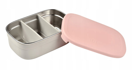 BEABA śniadaniówka lunchbox STAL nierdzewna 760ml z przegrodami, stalowy pojemnik z silikonową pokrywką