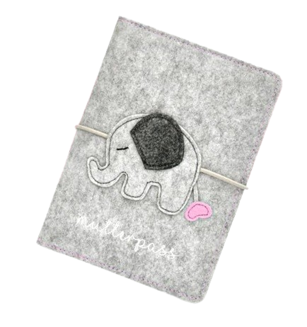 BABY CHEEK filcowe etui na kartę ciąży SŁOŃ 13,5 x 19,5 cm