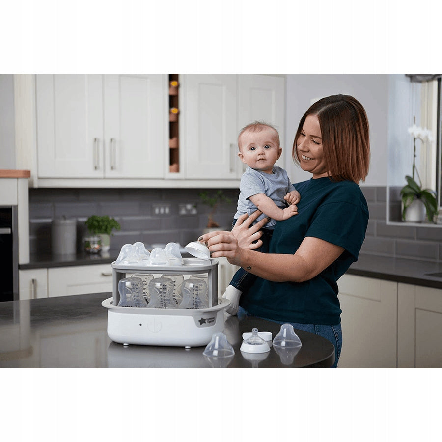 TOMMEE TIPPEE elektryczny sterylizator parowy z butelkami i smoczkiem, do sterylizacji i suszenia