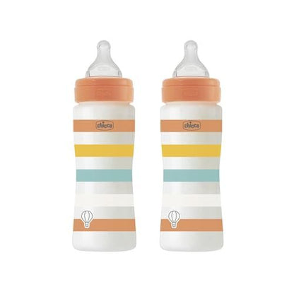 CHICCO Perfect Easy butelki 330 ml szybki przepływ 2 szt. - butelki antykolkowe 330 ml, szybki przepływ