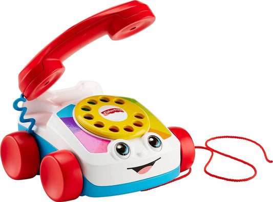 FISHER-PRICE telefon do ciągnięcia 12m+ zabawka z tarczą, dźwiękiem dzwonka i ruchomymi oczami
