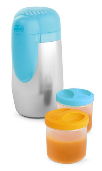 CHICCO thermos van staal + 2 containers 5h