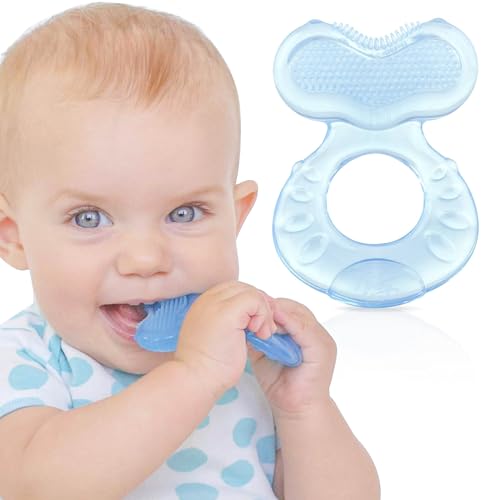 NUBY Teethe-eez silikonowy gryzak z etui niebieski 3m+ – niebieski Akcesorium: higieniczne etui Funkcja: różne powierzchnie…