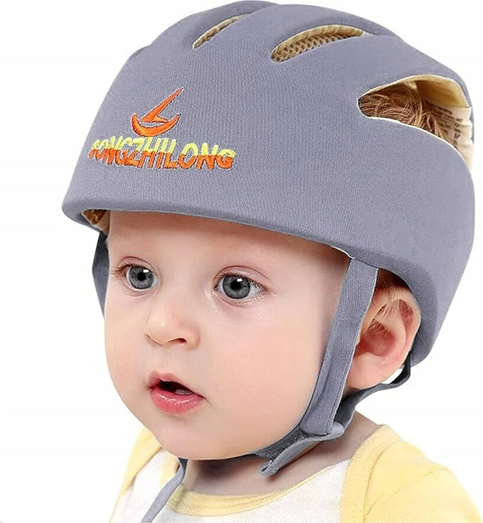 IULONEE Songzhilong kask ochronny dla dziecka 43-53 cm, szary kask ochronny dla niemowlęcia do raczkowania i zabawy