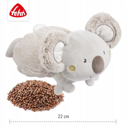 FEHN pluszowy KOALA TERMOFOR, szary ogrzewacz dla dzieci z pestkami winogron, 22 cm