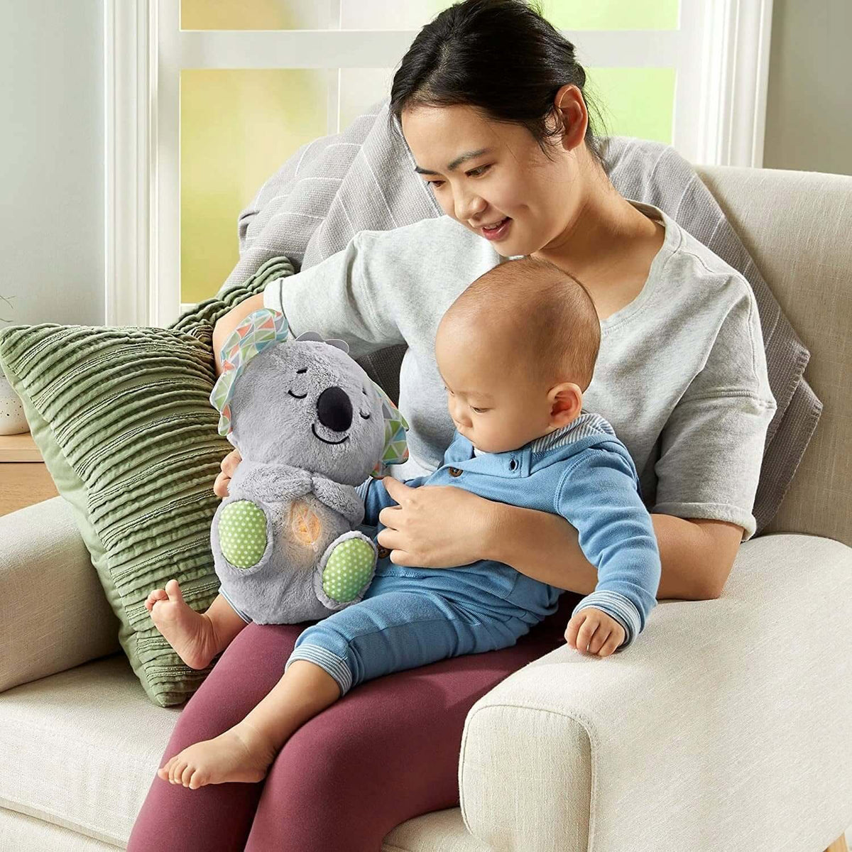 FISHER-PRICE śpiący KOALA oddychający brzuszek - uspokajająca przytulanka z miękkim światłem dla niemowląt 0+