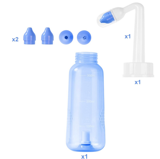 URAQT Neti Pot irrigatore nasale per bambini e adulti 2 punte 300 ml