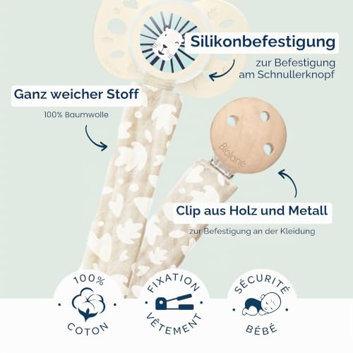 Biolane clip in cotone per ciuccio con ciondolo